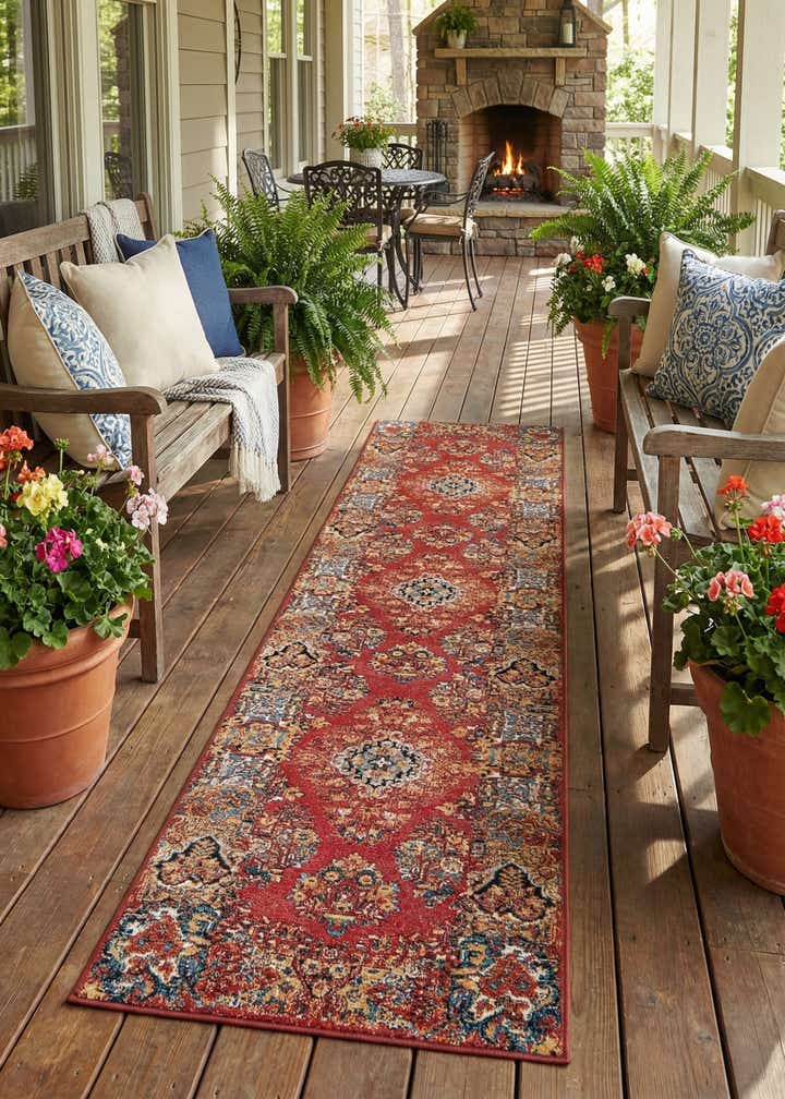 2' 7 x 12' Easy-Clean Traditional Indoor / Outdoor Runner Rug