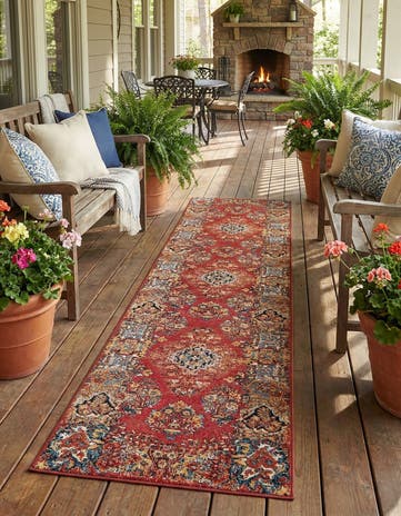 2' 7 x 12' Easy-Clean Traditional Indoor / Outdoor Runner Rug