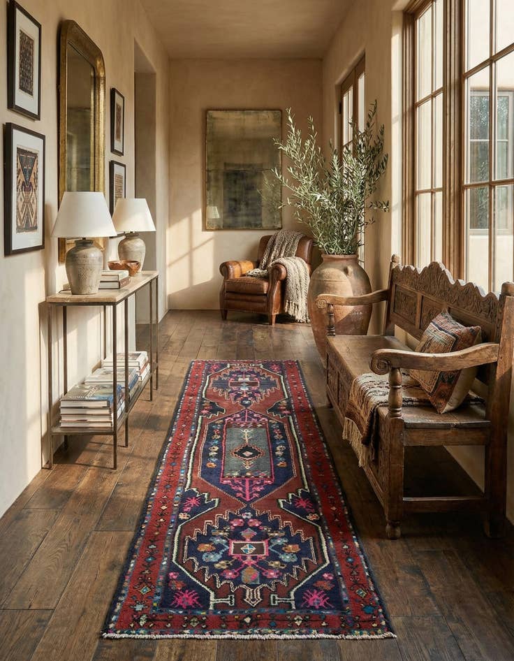 Detail image of 2' 8 x 9' 6 Hamedan Runner Rug