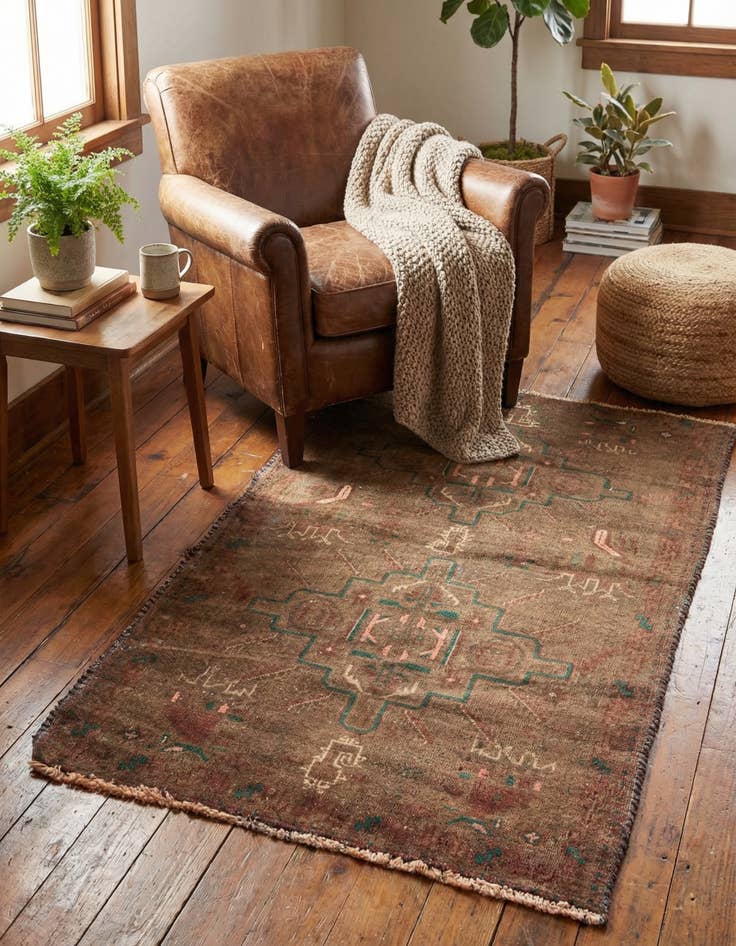 Detail image of 2' 8 x 4' 3  Hand Knotted Ultra Vintage Persian Wool Rug