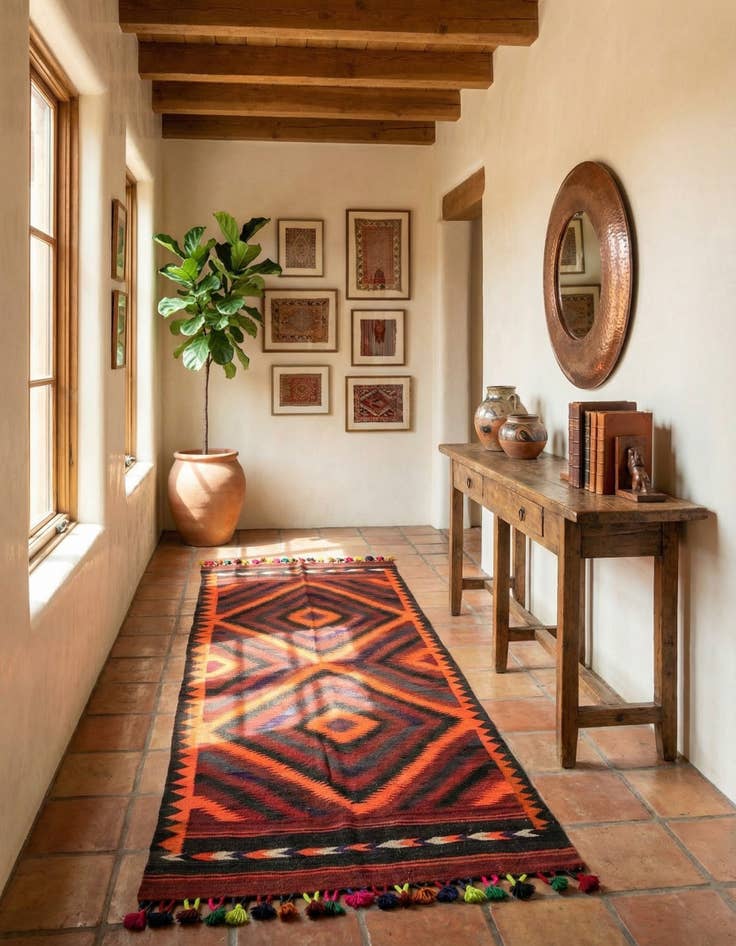 Detail image of 4' x 10'  Hand Woven Kilim Fars Wool Runner Rug