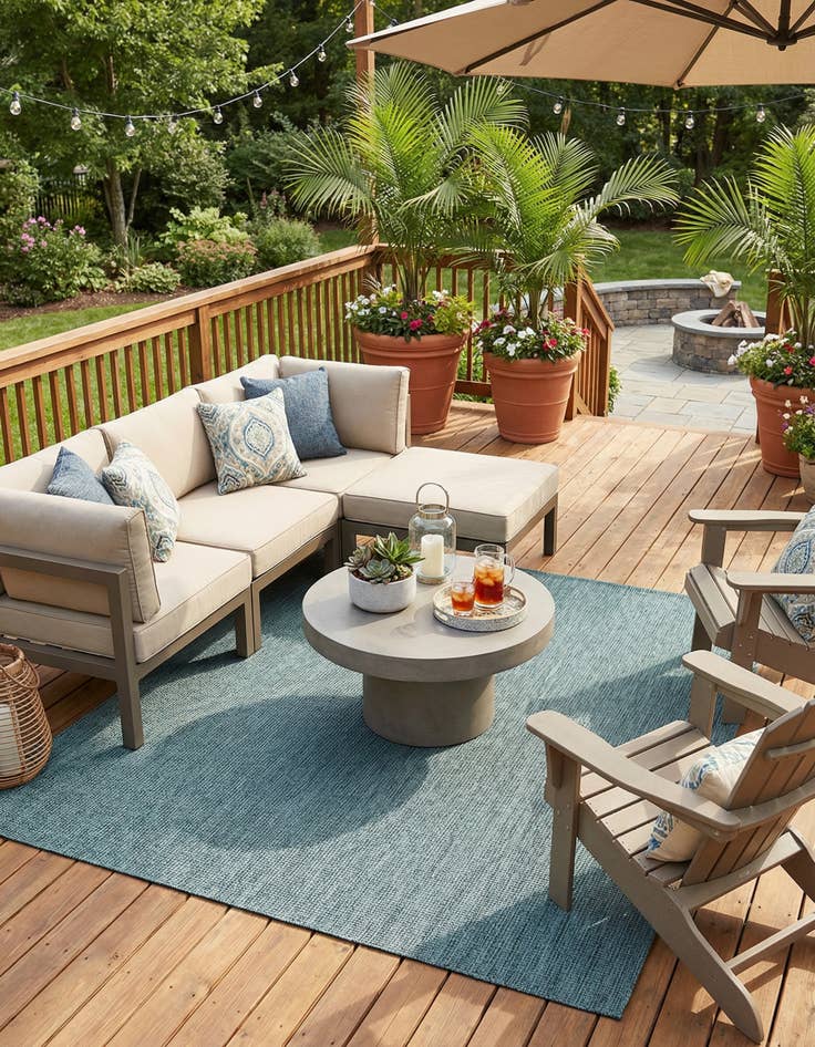 Detail image of 10' x 10'  Washable Solid Indoor / Outdoor Square Rug