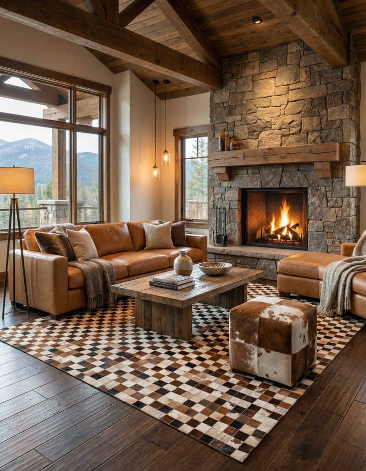 Detail image of  8' x 10' 2 Cowhide Leather Rug