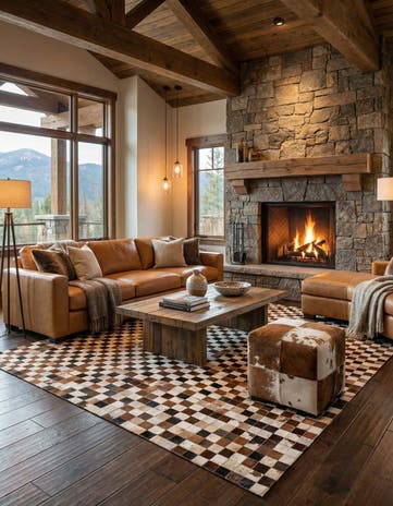 8' x 10' 2 Cowhide Leather Rug