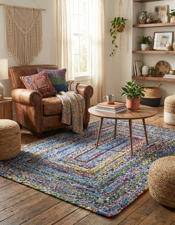4' 1 x 6' 1 Handmade Braided Chindi Rug