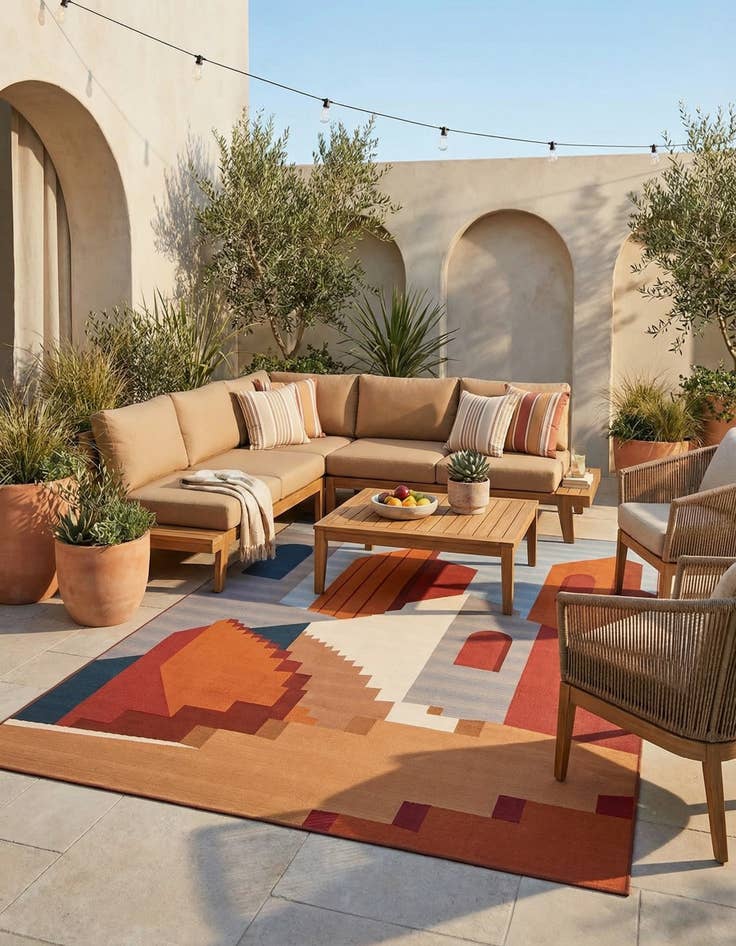 Detail image of 10' x 14'  Washable Modern Indoor / Outdoor Rug