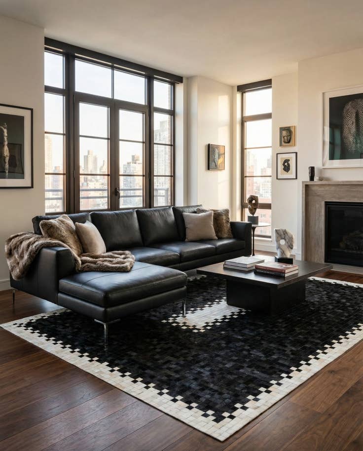 Detail image of 8' 1 x 10' 1 Cowhide Stocks Rug