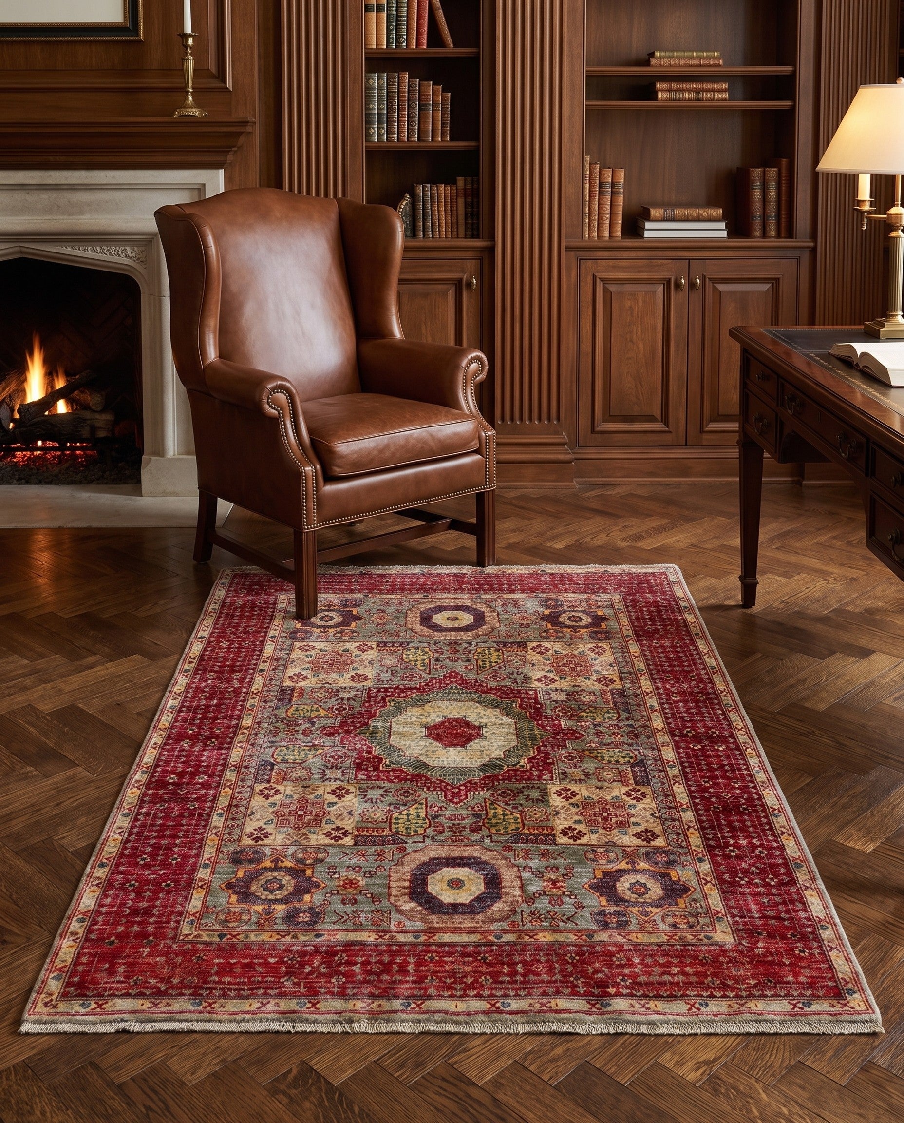 5' 1 x 6' 7 Hand Knotted Mamluk Ziegler Rug