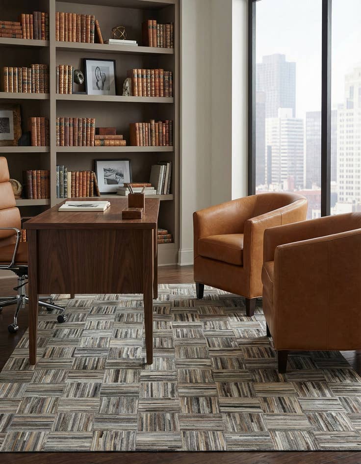 Detail image of  5' x 7' 8 Cowhide Leather Rug