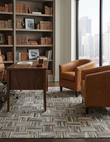 5' x 7' 8 Cowhide Leather Rug