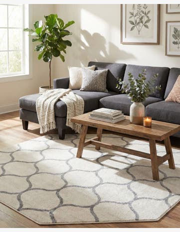 5' 3 x 5' 3 Trellis Frieze Octagon Rug