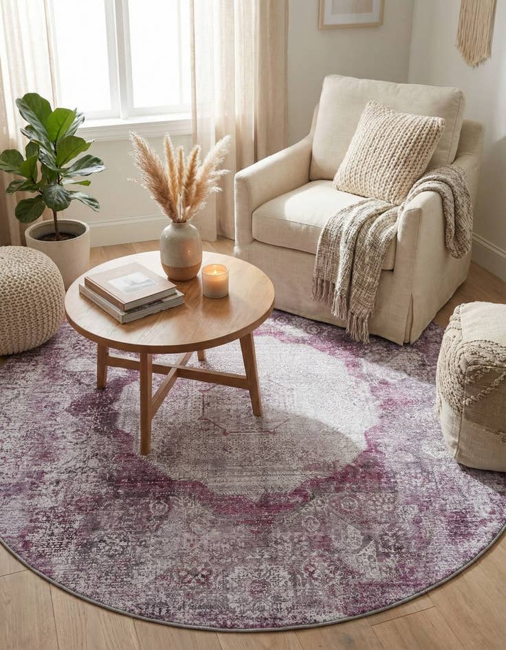 Detail image of  6' x 6'  Washable Yara Round Rug