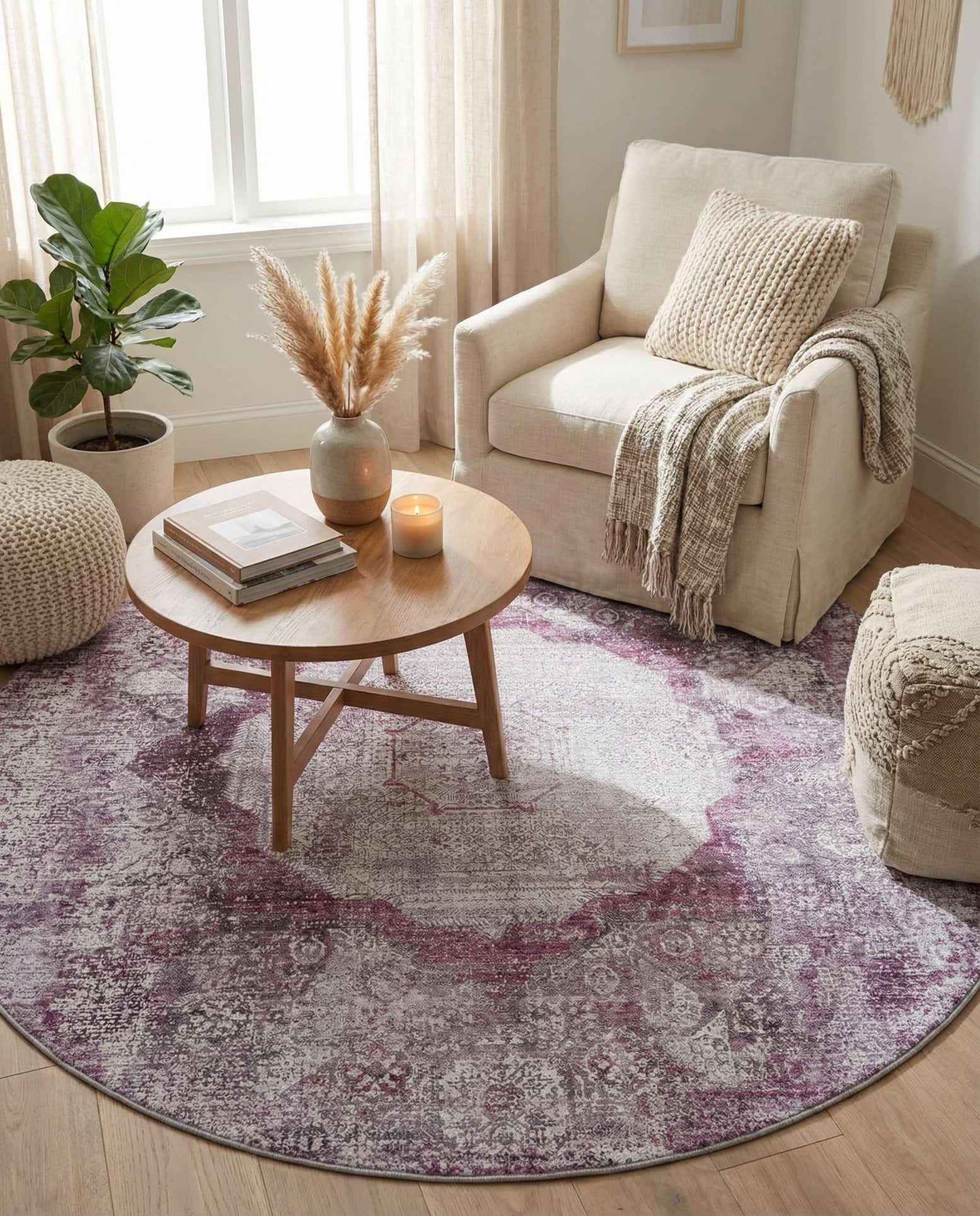 6' x 6' Washable Yara Round Rug