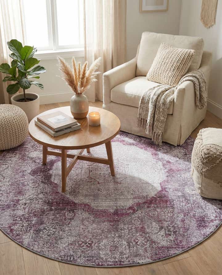6' x 6' Washable Yara Round Rug