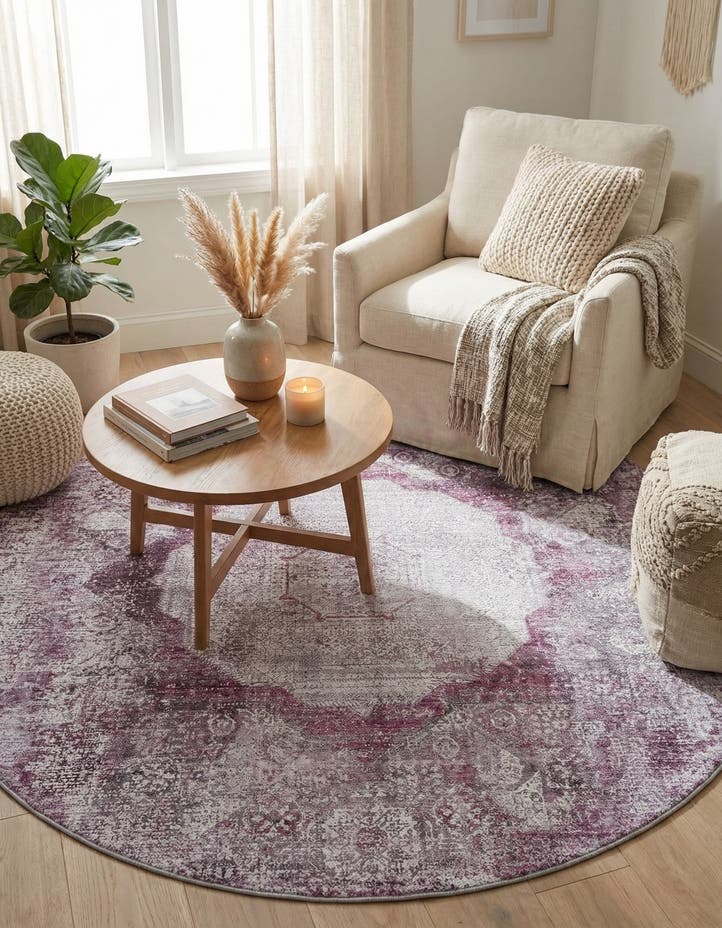 6' x 6' Washable Yara Round Rug