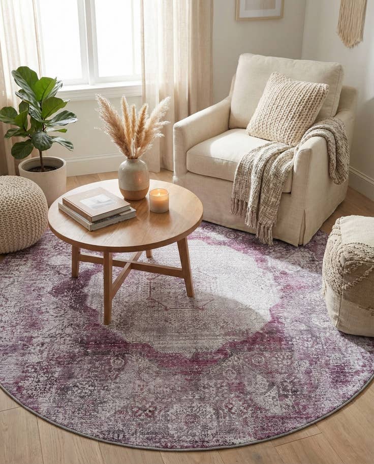 Detail image of 6' x 6' Washable Yara Round Rug
