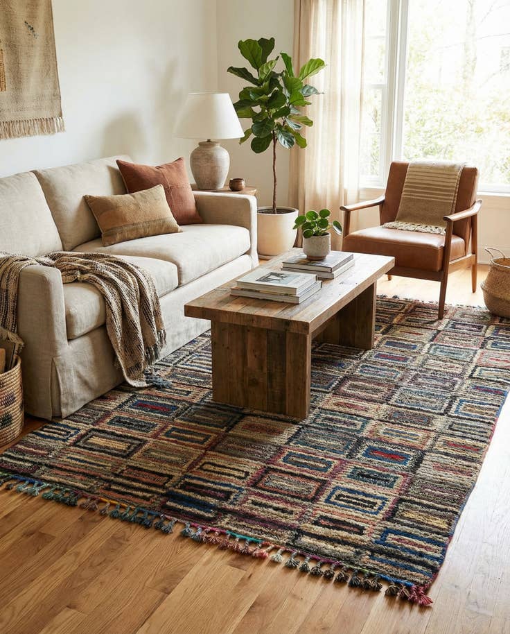 Detail image of 5' 5 x 8' 9 Hand Knotted Moroccan Wool Rug