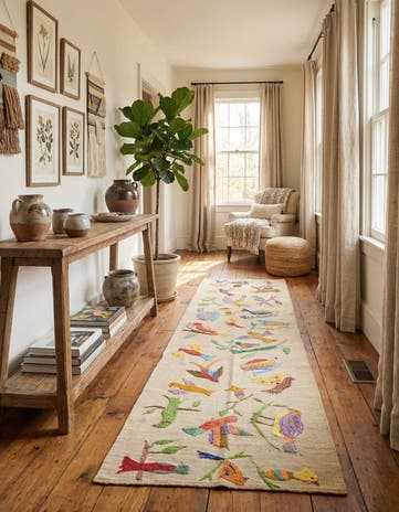 2' 5 x 9' 4 Hand Woven Kilim Suzani Wool Runner Rug