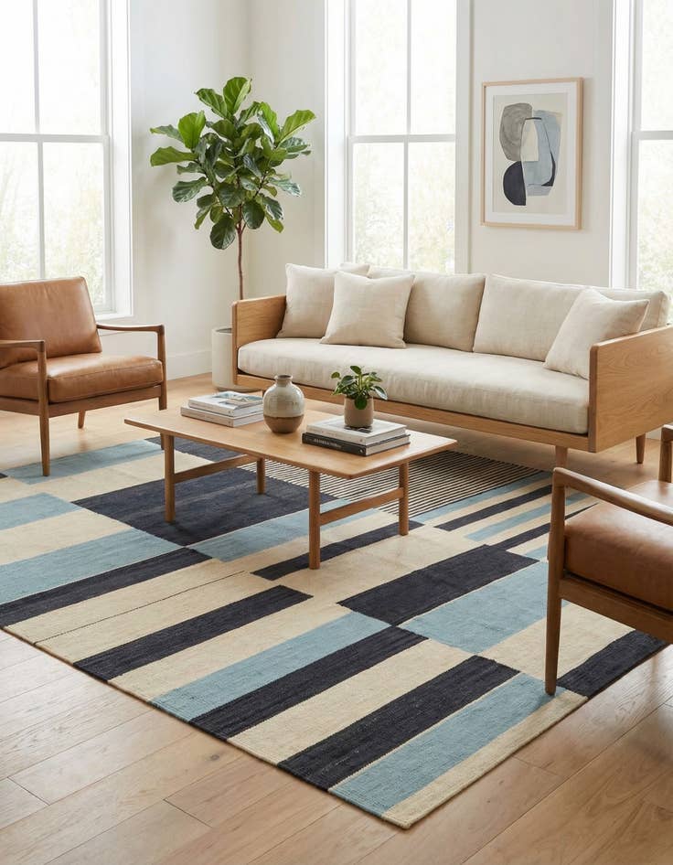 Detail image of 5' 6 x 6' 4  Hand Woven Kilim Modern Wool Square Rug