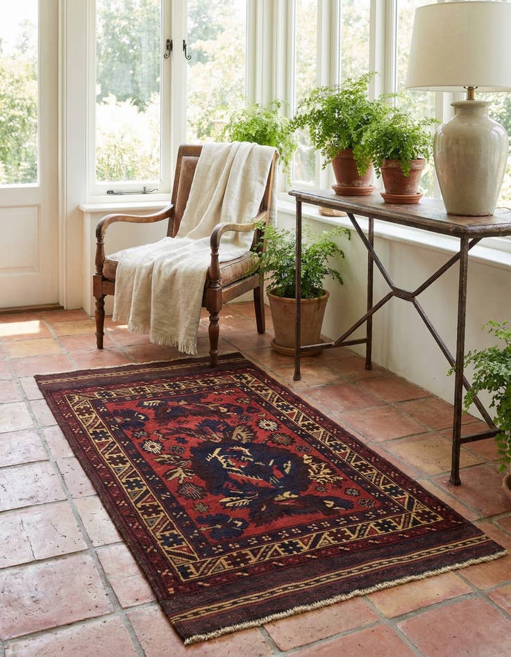 Detail image of  2' 9 x 4' 6  Hand Knotted Sumak Wool Rug