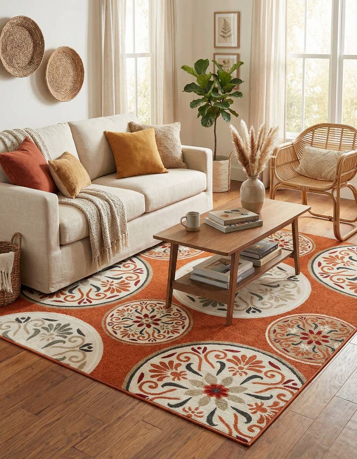 Detail image of 8' x 10'  Washable Modern Indoor / Outdoor Rug