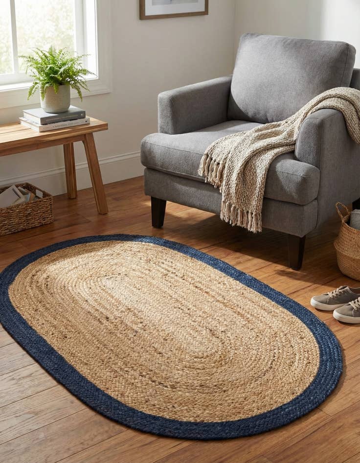 Detail image of 3' 3 x 5' 1  Hand Braided Jute Oval Rug