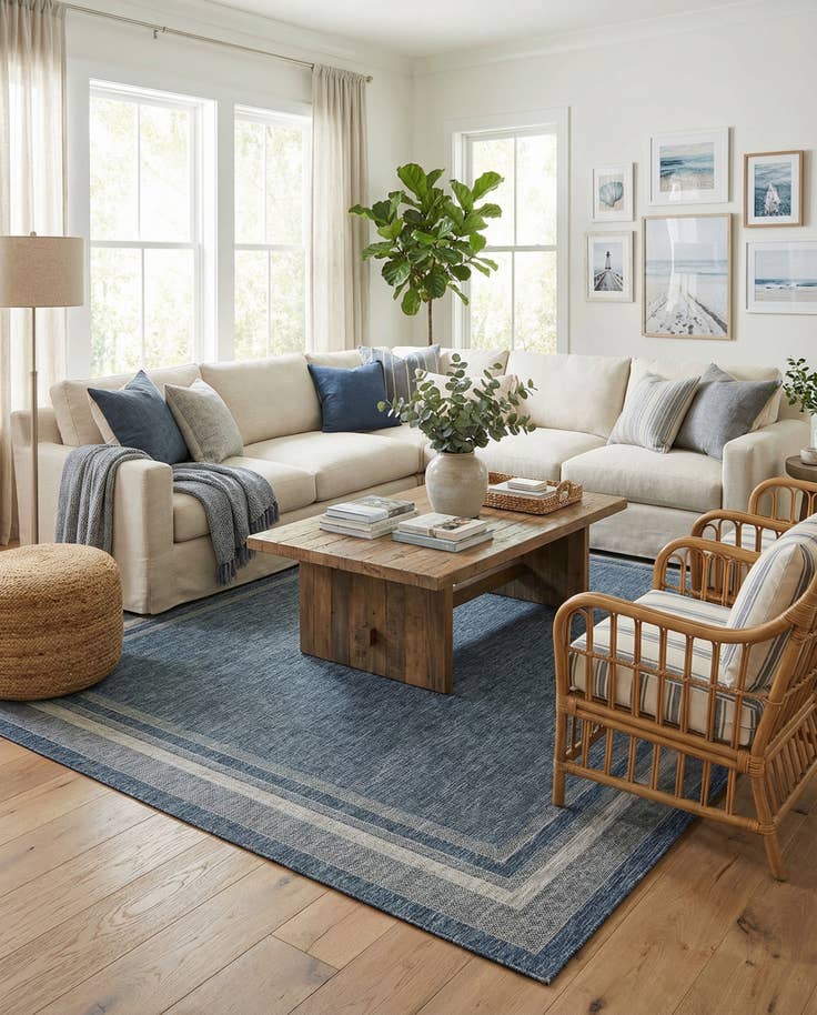 Detail image of 9' x 12' Easy-Clean Border Indoor / Outdoor Rug