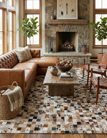 5' 1 x 8' Cowhide Leather Rug