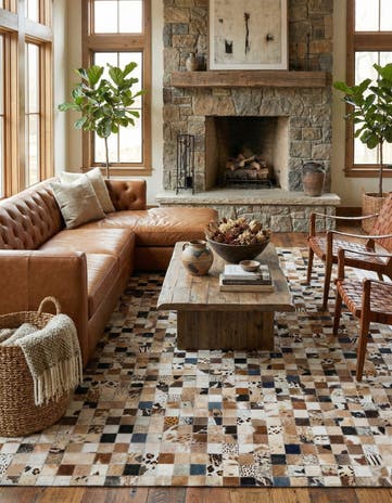 5' 1 x 8' Cowhide Leather Rug