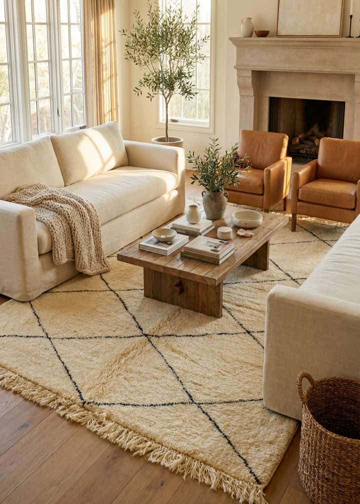 6' 7 x 9' 7 Hand Knotted Moroccan Wool Rug
