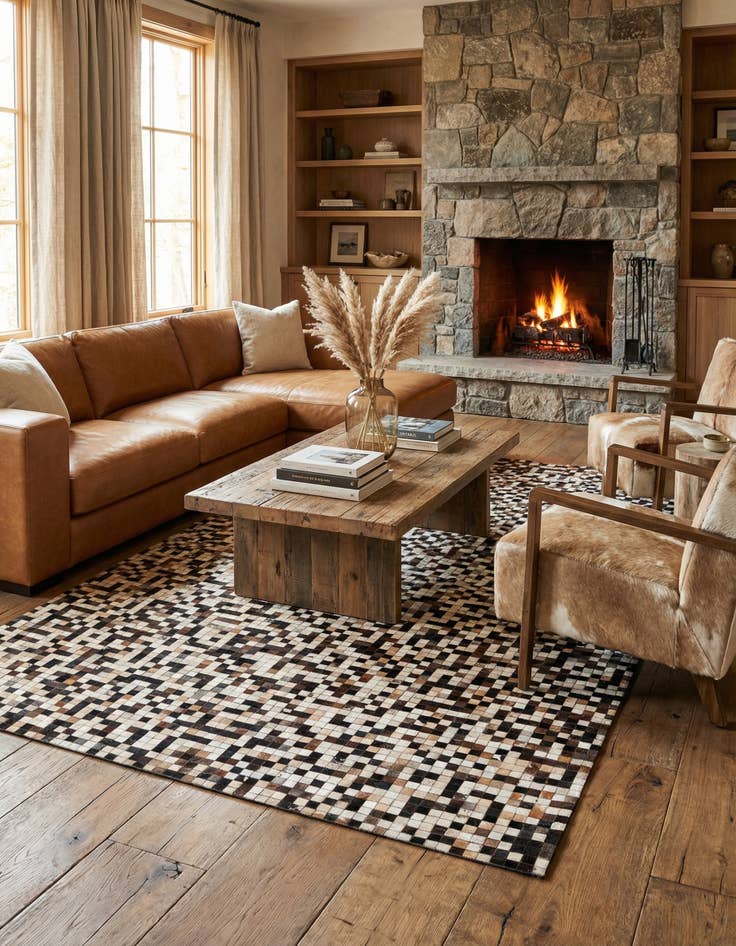 Detail image of  8' x 10' Cowhide Leather Rug