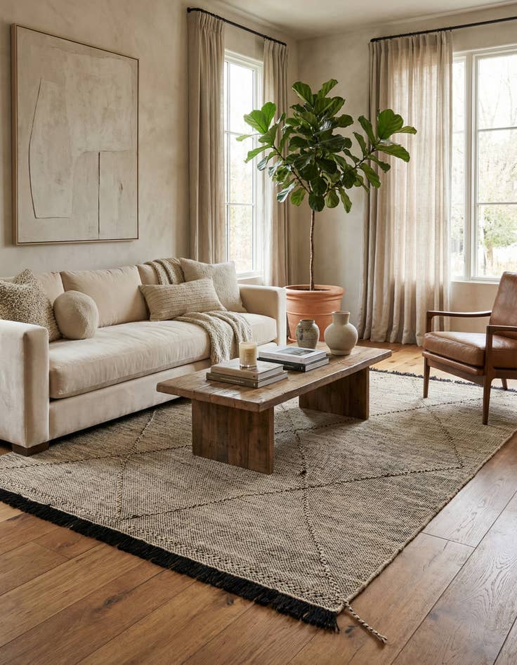 Detail image of 6' x 7' 10  Hand Knotted Moroccan Wool Rug