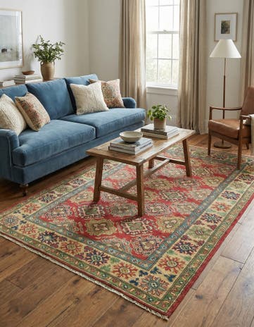4' x 6' 4 Hand Knotted Kazak Rug
