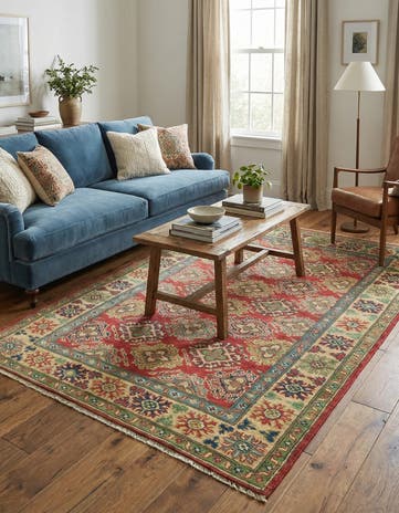 4' x 6' 4 Hand Knotted Kazak Rug