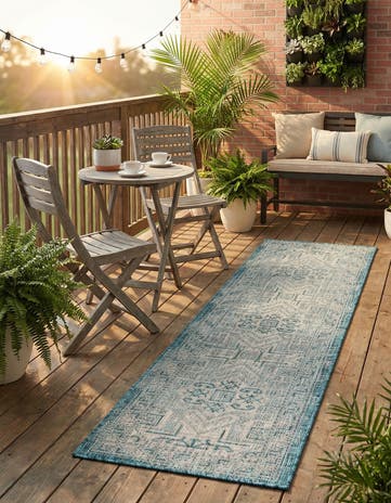 2' x 8' Easy-Clean Aztec Indoor / Outdoor Runner Rug