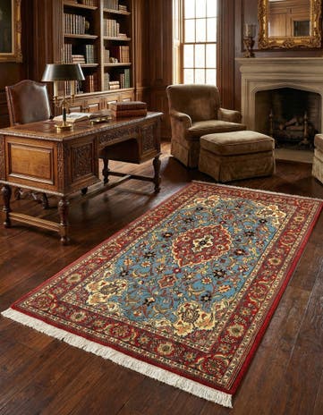 3' 6 x 5' 1 Hand Knotted Qom Persian Rug