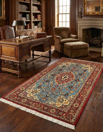 3' 6 x 5' 1 Hand Knotted Qom Persian Rug
