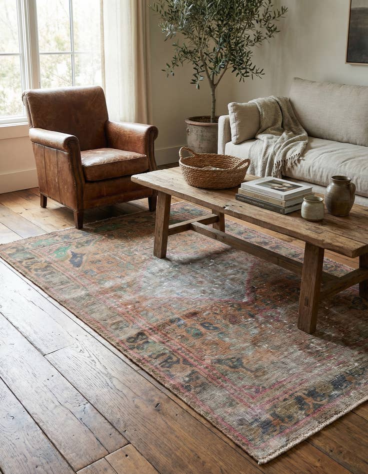 Detail image of 3' 9 x 6' 7  Hand Knotted Ultra Vintage Persian Wool Rug