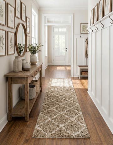 2' 7 x 12' Lattice Shag Runner Rug