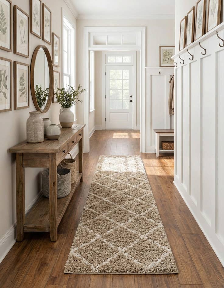 Detail image of 2' 7 x 12' Trellis Shag Runner Rug