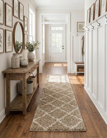 2' 7 x 12' Lattice Shag Runner Rug