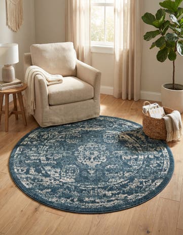 Navy Blue Charleston Round Rug