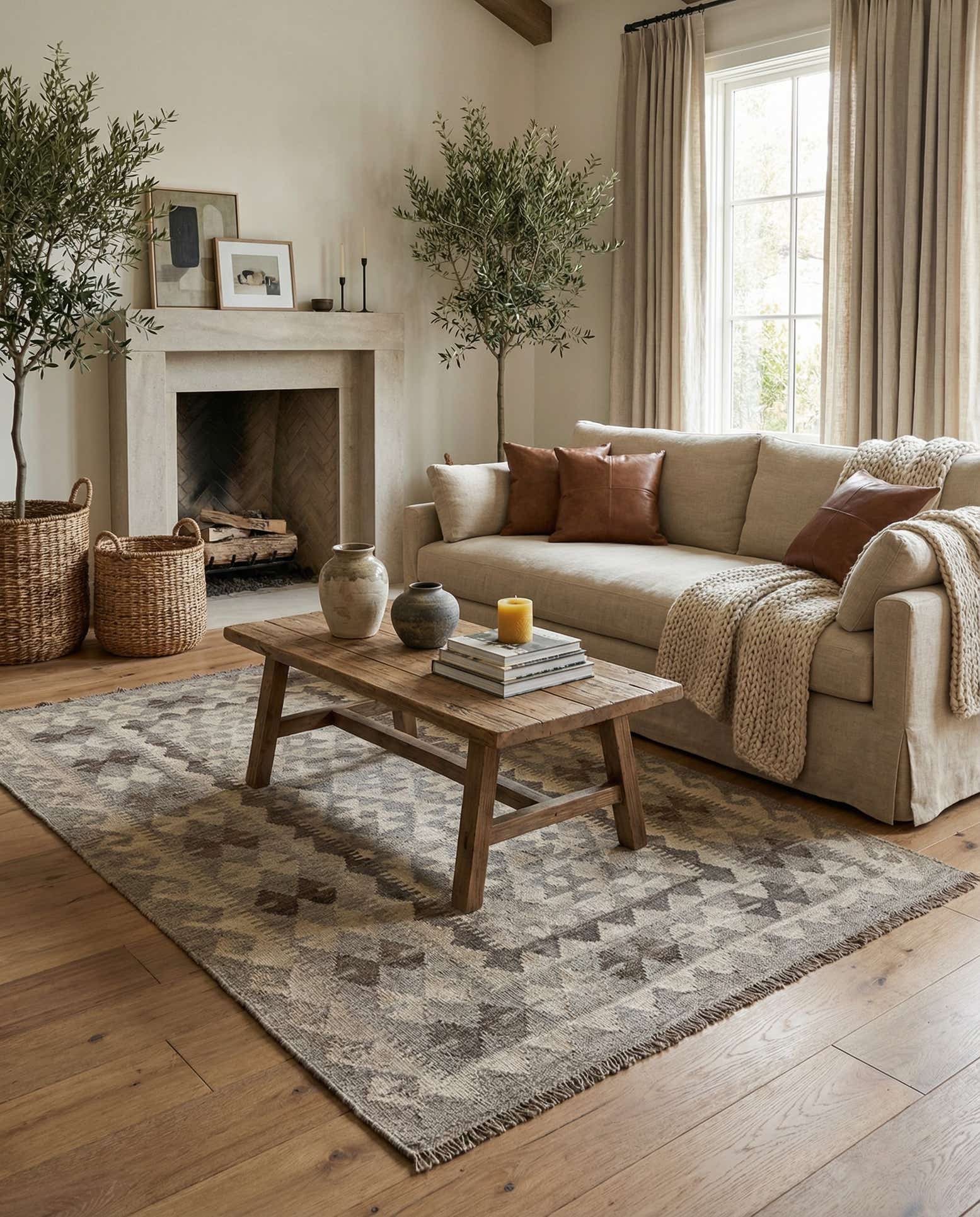 3' 11 x 6' Hand Woven Kilim Maymana Wool Rug