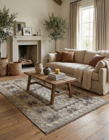 3' 11 x 6' Hand Woven Kilim Maymana Wool Rug