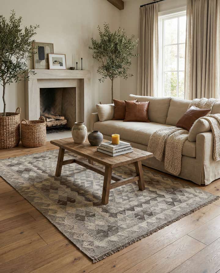 3' 11 x 6' Hand Woven Kilim Maymana Wool Rug