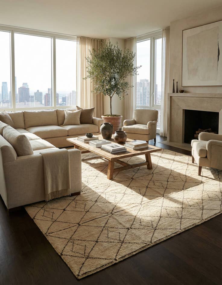 Detail image of 15' 10 x 24' 3  Hand Knotted Moroccan Wool Rug