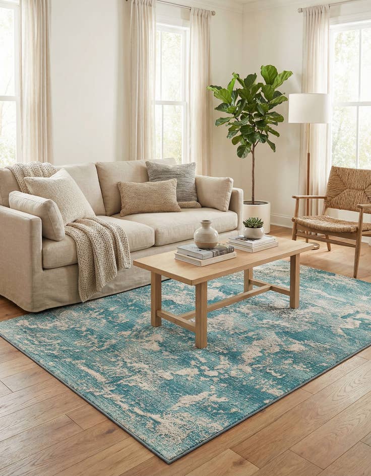 Detail image of 4' x 6' Easy-Clean Modern Indoor / Outdoor Rug