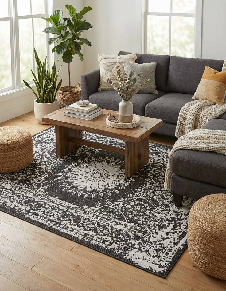 Detail image of  7' 10 x 10'  Washable Traditional Indoor / Outdoor Rug