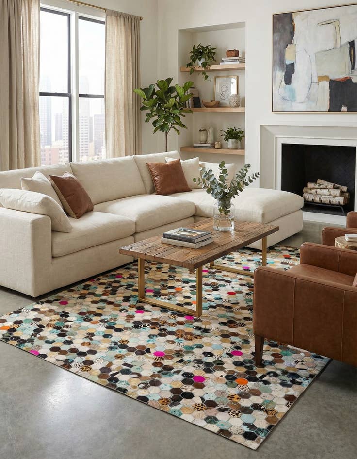 Detail image of 5' 1 x 7' 11 Cowhide Stocks Rug