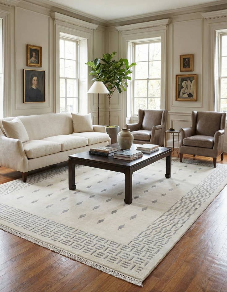 Detail image of 6' 8 x 9' 10  Hand Knotted Darya Wool Rug